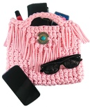 Boho purse pink bag for woman, cruelty free fringe purse boho style