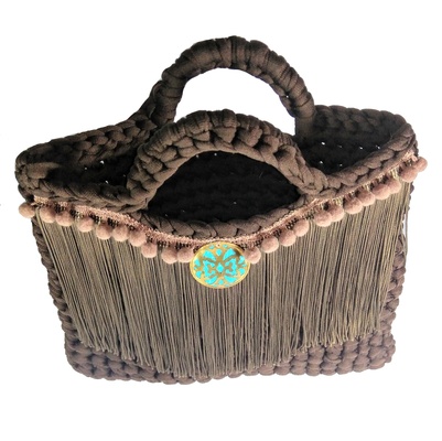 Small brown bag for woman, crochet purse for her, bohemian style