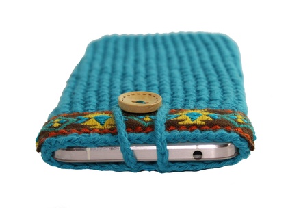 Blue phone cover for Samsung Galaxy, Boho style case for woman