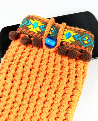 Orange cell phone cover Boho Style for woman