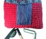 Small dark pink and blue tote handbag for boho style woman