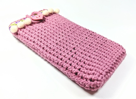 Purple phone case cocheted for woman, Boho style decoration