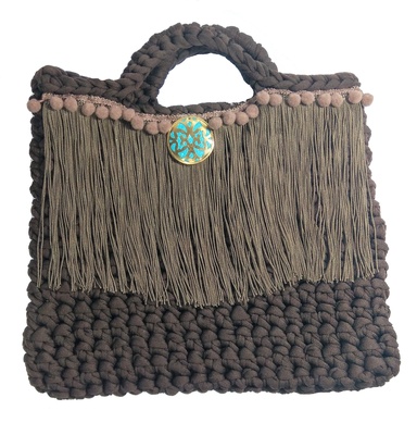 Small brown bag for woman, crochet purse for her, bohemian style