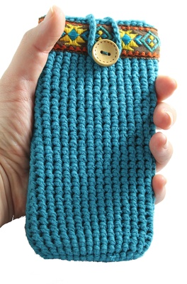 Blue phone cover for Samsung Galaxy, Boho style case for woman