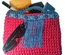 Small dark pink and blue tote handbag for boho style woman