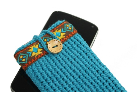 Blue phone cover for Samsung Galaxy, Boho style case for woman