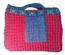 Small dark pink and blue tote handbag for boho style woman