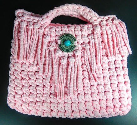 Boho purse pink bag for woman, cruelty free fringe purse boho style