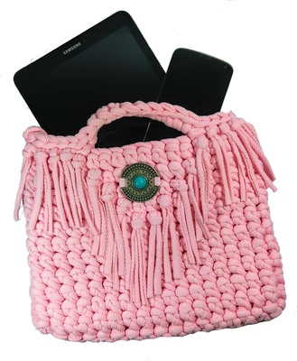 Boho purse pink bag for woman, cruelty free fringe purse boho style