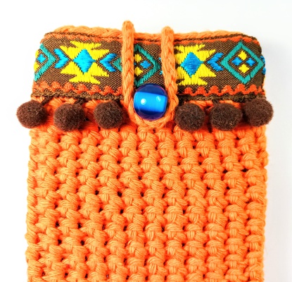 Orange cell phone cover Boho Style for woman