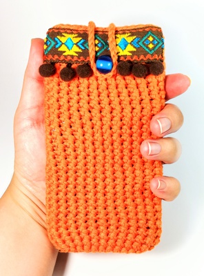 Orange cell phone cover Boho Style for woman