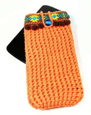 Orange cell phone cover Boho Style for woman